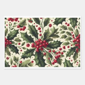 Feuille De Papier Cadeau Holly et Berries se répètent