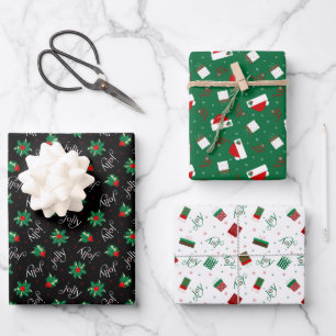 Feuille De Papier Cadeau Holly Jolly Christmas