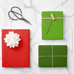 Feuille De Papier Cadeau Holly Jolly Rouge et Green Holiday Solides
