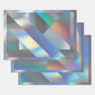 Feuille De Papier Cadeau Hologramme géométrique moderne Pastel Rainbow Part