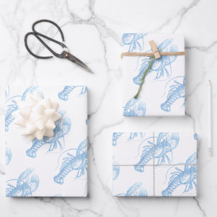 Feuille De Papier Cadeau Homard bleu