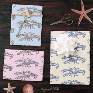 Feuille De Papier Cadeau Homard rose beige Vintage moderne