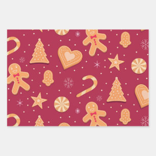 Feuille De Papier Cadeau Homme en pain d'épices et motif de biscuits de Noë