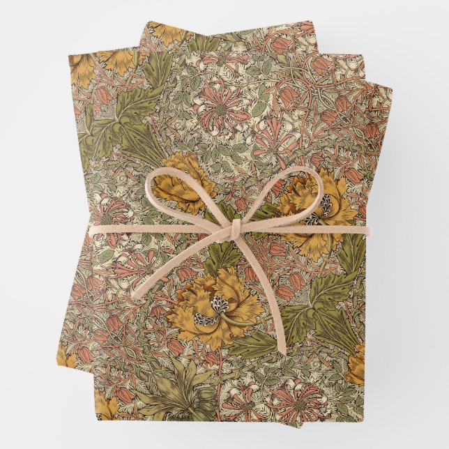 Feuille De Papier Cadeau Honeysucké Delight William Morris Larkspur (En situation)