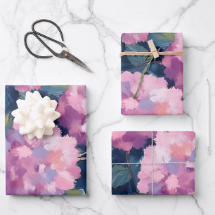 Feuille De Papier Cadeau Hortensias Floraux Rose Pâle