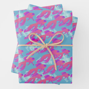 Feuille De Papier Cadeau Hot rose et orange Flying Beta Fish Blue Sky