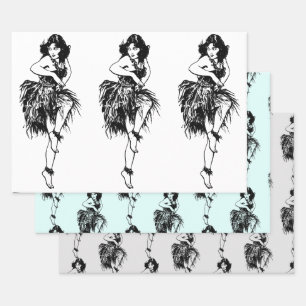 Feuille De Papier Cadeau Hula Dancer Original Watercolor Miranda B & W