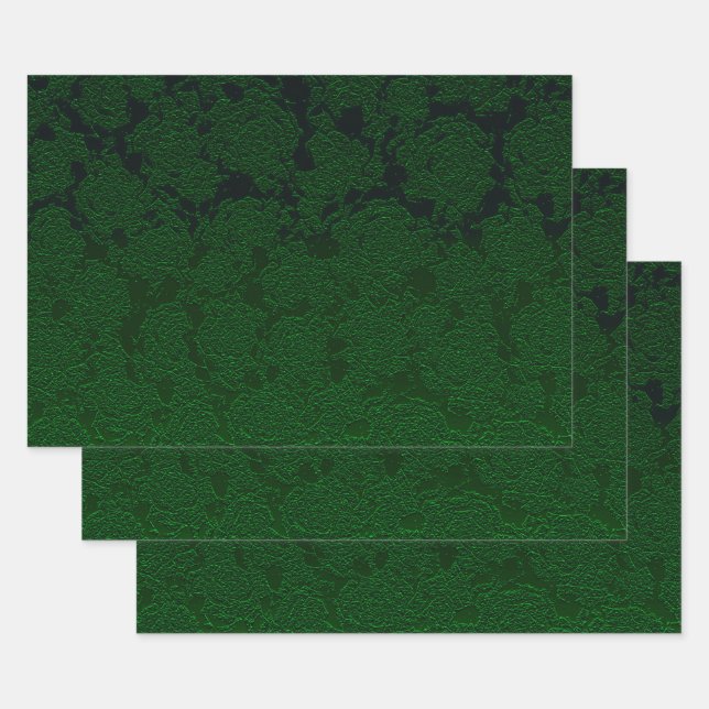 Feuille De Papier Cadeau Hunter Green Elegant Succulent Motif Design (Lot)