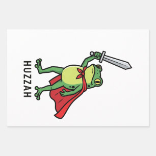 Feuille De Papier Cadeau Huzzah Frog Chevalier Drôle Citation mème épée