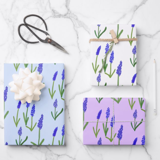 Feuille De Papier Cadeau Hyacinth Printemps de Pâques Motif Floral Bulbes C (Recto)