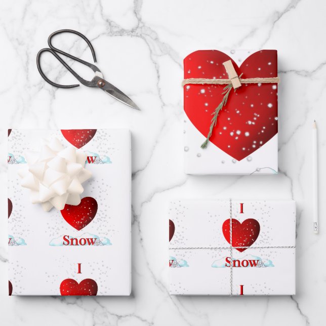 Feuille De Papier Cadeau I Coeur neige (Recto)