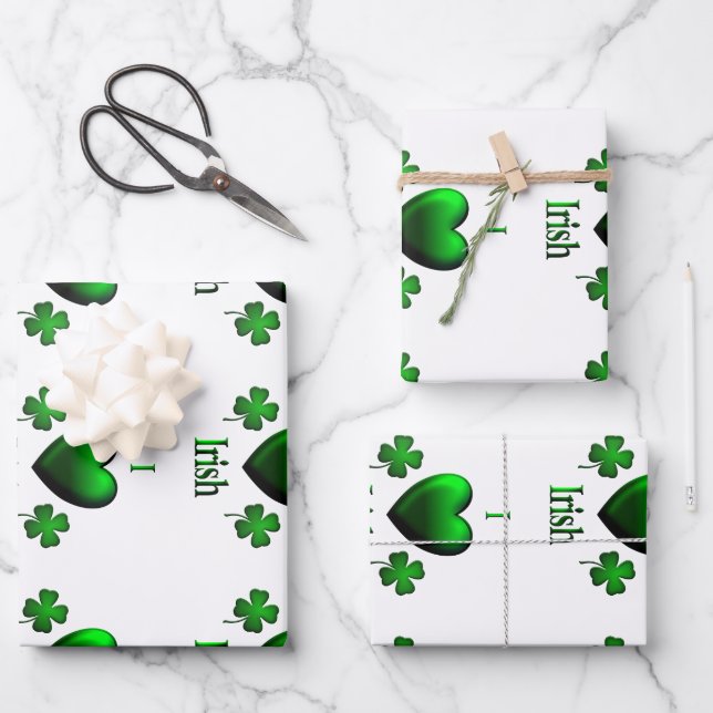 Feuille De Papier Cadeau I Heart Irish (Recto)