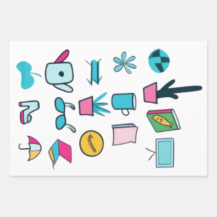 Feuille De Papier Cadeau Icônes Abstraites Colorées Avec Articles De Tous L