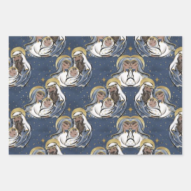 Feuille De Papier Cadeau Il est né Noël (Devant)