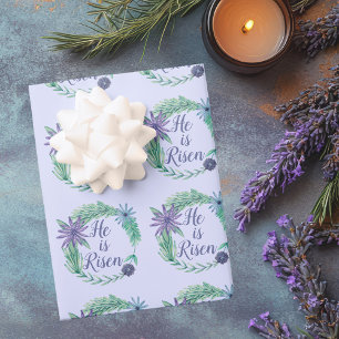 Feuille De Papier Cadeau Il est ressuscité belle violette religieuse Pâques