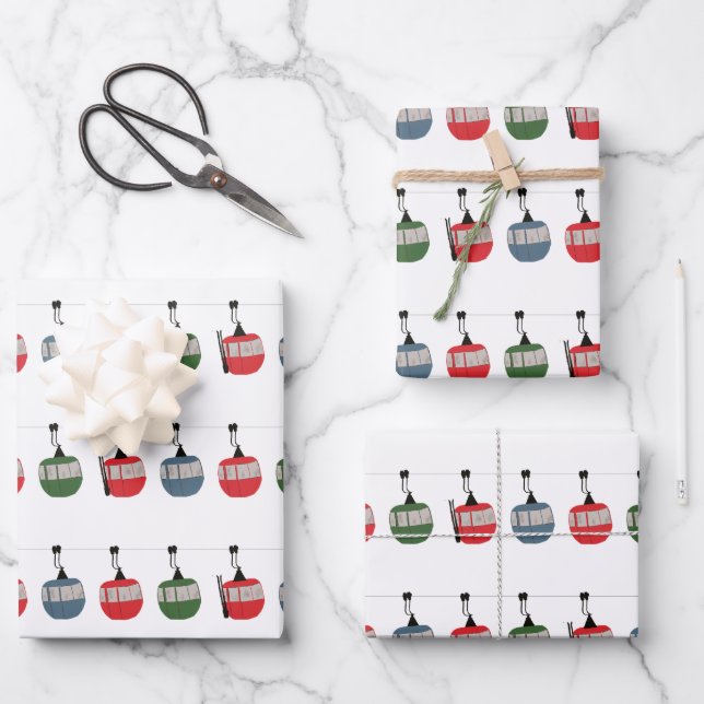 Feuille De Papier Cadeau Illustration de la remontée mécanique (Recto)