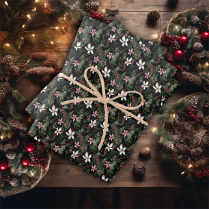 Feuille De Papier Cadeau Illustration de Noël de Poinsettia Florale hiverna