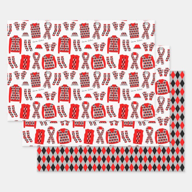 Feuille De Papier Cadeau Illustration de vêtements de Jacquard en rouge (Lot)