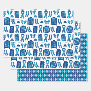 Feuille De Papier Cadeau Illustration des Jacquards en bleu
