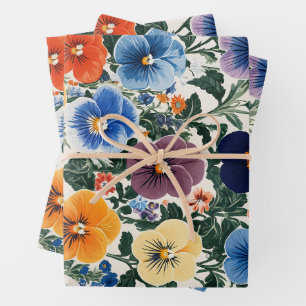 Feuille De Papier Cadeau Illustration florale de Pansy Vibrant