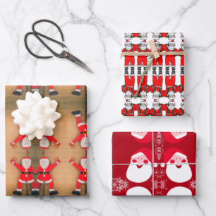 Feuille De Papier Cadeau Illustration vintage du père Noël WPS3