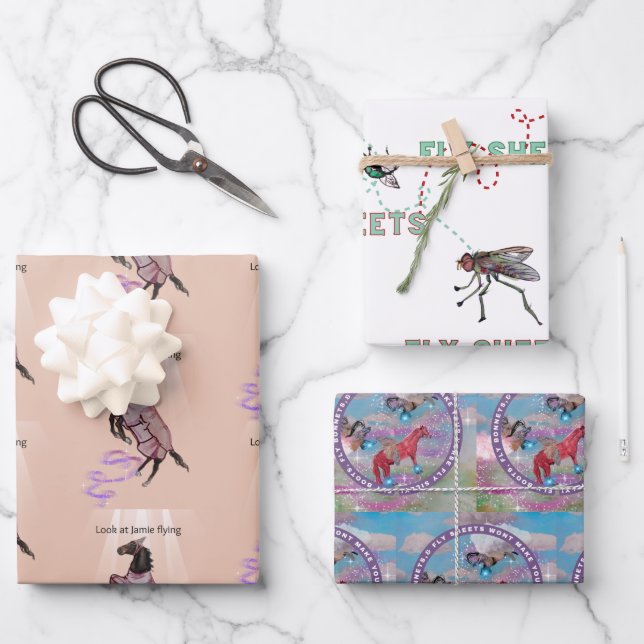 Feuille De Papier Cadeau illustrations de livres de livres de bottes volant (Recto)