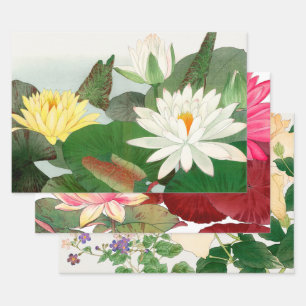 Feuille De Papier Cadeau Illustrations du trio Découpage Fleurs