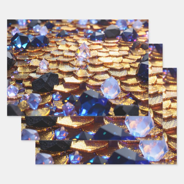 Feuille De Papier Cadeau Imaginaire de luxe Gemstone Abstrait (Lot)
