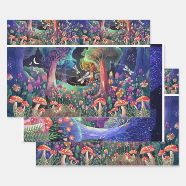 Feuille De Papier Cadeau Imaginaire forestier Twilight, Fairyland de la nat (Lot)