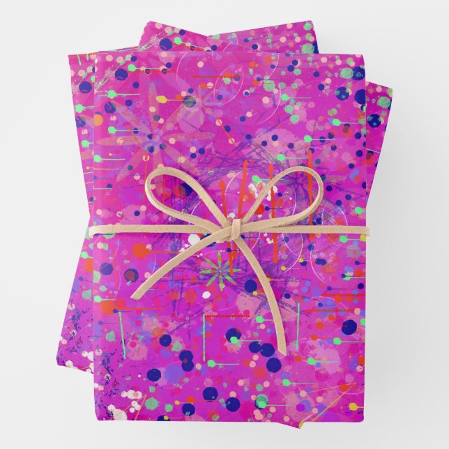 Feuille De Papier Cadeau Impression abstraite Jubilé Magenta  (En situation)