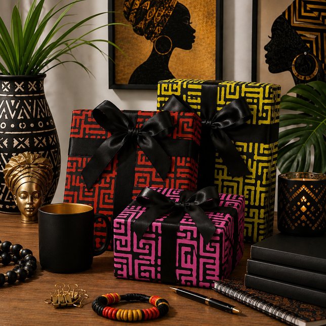 Feuille De Papier Cadeau Impression africaine colorée (Créateur téléchargé)