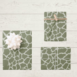 Feuille De Papier Cadeau Impression de girafe verte Sage