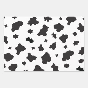 Feuille De Papier Cadeau Impression de vache noir et blanc