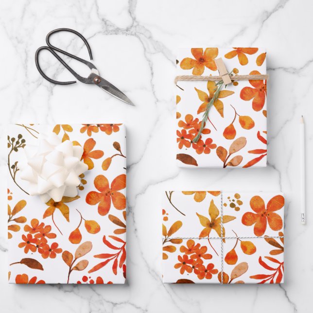 Feuille De Papier Cadeau Impression florale aquarelle (Recto)