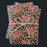 Feuille De Papier Cadeau Impression florale d'animal léopard<br><div class="desc">Un dessin sauvagement amusant de fleurs rose chaud et de taches de léopard noir sur un fond taupe,  ces feuilles de papier d'emballage sont parfaites pour les fêtes d'anniversaire,  les mariages,  les baby showers,  les fêtes de mariage ou toute occasion. ARTICLES correspondants dans notre magasin.</div>