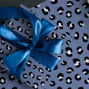 Feuille De Papier Cadeau Impression Léopard Bleu