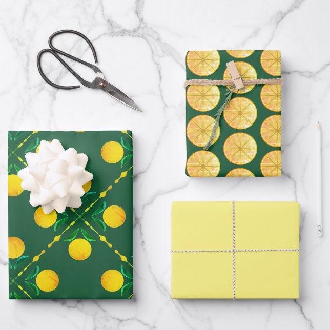 Feuille De Papier Cadeau Impression numérique graphique de fruits d'agrumes (Recto)