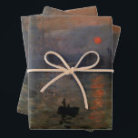 Feuille De Papier Cadeau Impression Sunrise par Claude Monet, Art Vintage<br><div class="desc">Impression, Sunrise (1872) de Claude Monet est une vintage impressionnisme de peinture marine d'art. La position du soleil semble qu'il pourrait aussi être un coucher de soleil. Un paysage maritime au port du Havre, France avec plusieurs bateaux au premier plan au lever du soleil. À propos de l'artiste : Claude...</div>