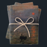Feuille De Papier Cadeau Impression Sunrise par Claude Monet, Art Vintage<br><div class="desc">Impression, Sunrise (1872) de Claude Monet est une vintage impressionnisme de peinture marine d'art. La position du soleil semble qu'il pourrait aussi être un coucher de soleil. Un paysage maritime au port du Havre, France avec plusieurs bateaux au premier plan au lever du soleil. À propos de l'artiste : Claude...</div>