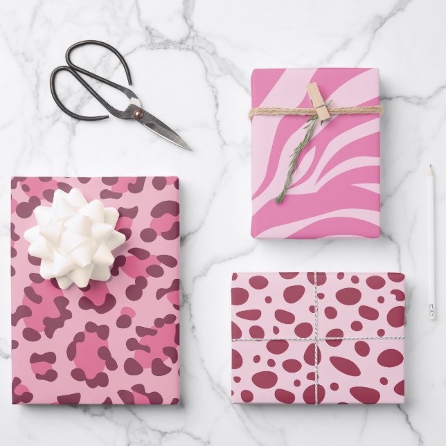 Feuille De Papier Cadeau Imprimé Animal Animaux Sauvages Motif Anniversaire (Recto)