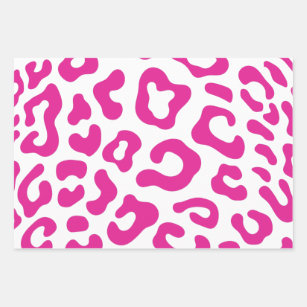 Feuille De Papier Cadeau imprimé de vache rose pastel léopard animal motif