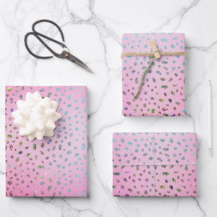Feuille De Papier Cadeau Imprimé Guépard Rose Pailleté