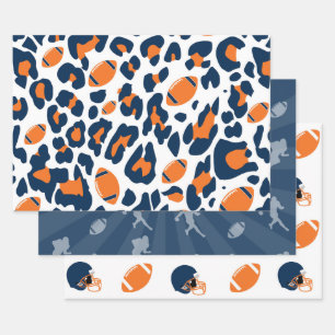 Feuille De Papier Cadeau Imprimé léopard et motif de jour de match de footb