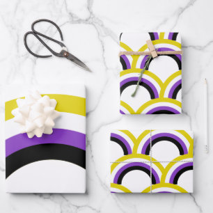Feuille De Papier Cadeau Indicateur non binaire Rainbow non binaire