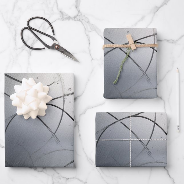 Feuille De Papier Cadeau Industrial Brushed Metal Texture with Scratches (Recto)