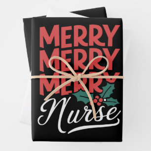 Feuille De Papier Cadeau Infirmière Noël Joyeux Infirmière Cadeaux De Soins