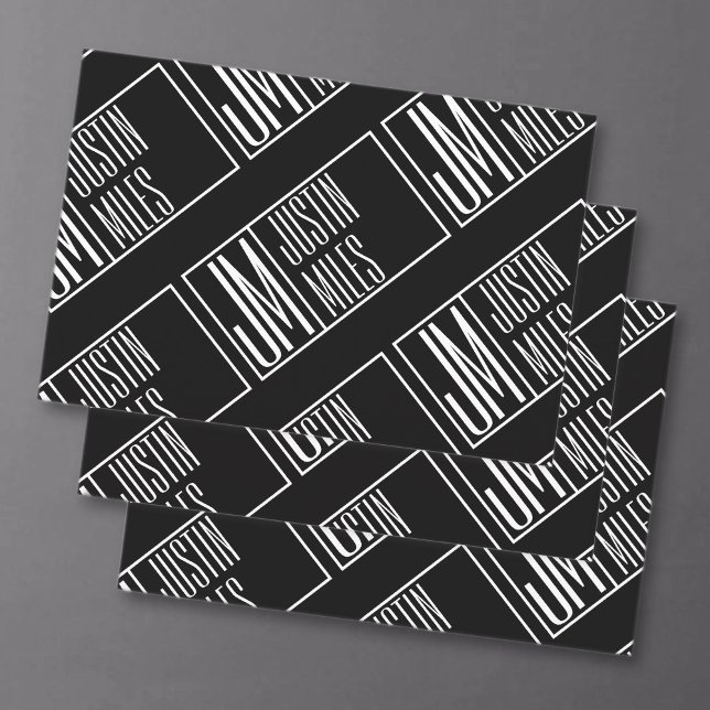 Feuille De Papier Cadeau Initiales modernes avec motif de monogramme de nom (Créateur téléchargé)