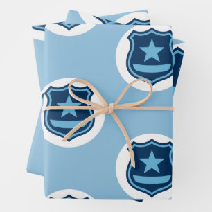 Feuille De Papier Cadeau Insigne de police