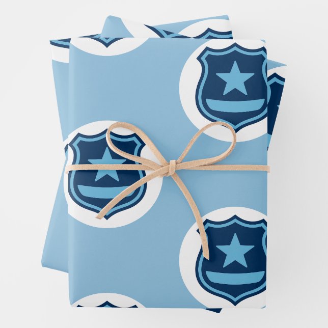 Feuille De Papier Cadeau Insigne de police (En situation)
