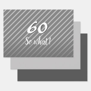 Feuille De Papier Cadeau Inspiration moderne Elégant Grey 60e anniversaire